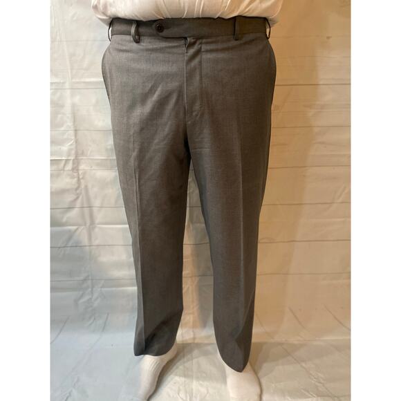 ZANELLA Pants Men’s 36x30 Todd Quattro Lame Wool Gray Flat Front Italian Made - Picture 1 of 12
